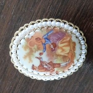 Vintage Brooch/Pin W Germany 2" Lovers Serenade